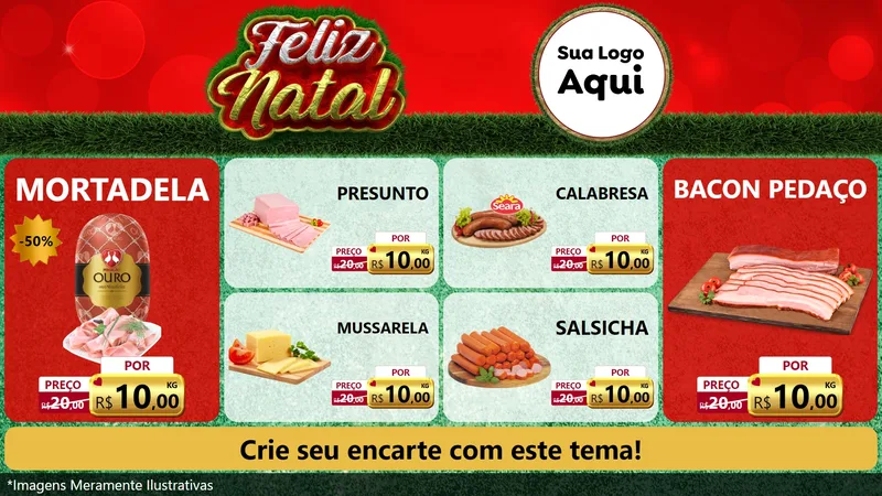 Modelo de TV para TV Horizontal com o tema Feliz Natal para Frios e Laticínios