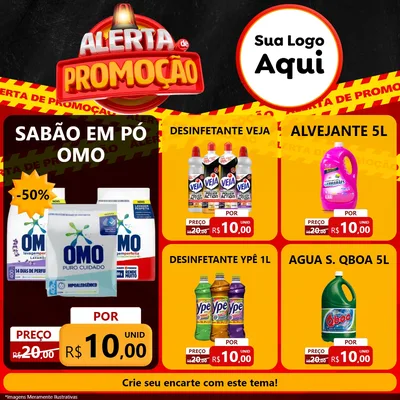 Modelo de Rede Social para Feed Facebook com o tema Alerta de Promoção para Produtos de Limpeza
