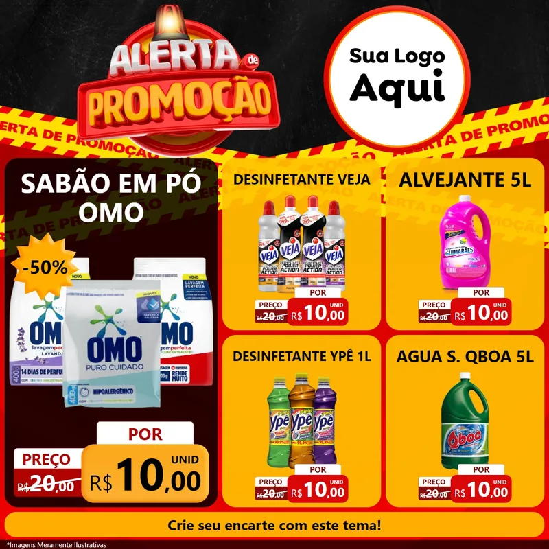 Modelo de Rede Social para Feed Facebook com o tema Alerta de Promoção para Produtos de Limpeza