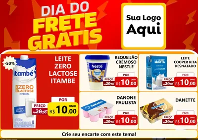 Modelo de Encarte para Encarte A4 Horizontal com o tema Dia do Frete Grátis para Frios e Laticínios