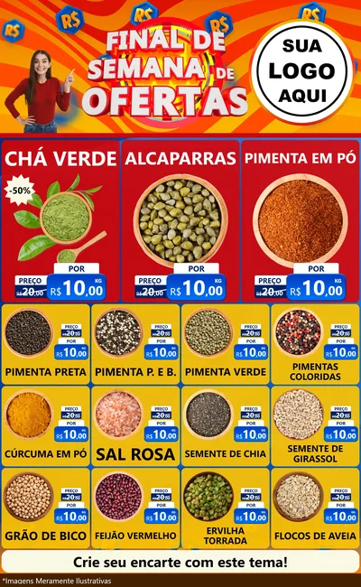 Modelo de Encarte para Encarte Grande com o tema Final de Semana de Ofertas para Produtos Naturais