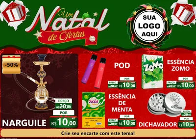 Modelo de Encarte para Encarte A4 Horizontal com o tema Um Natal de Ofertas para Tabacaria