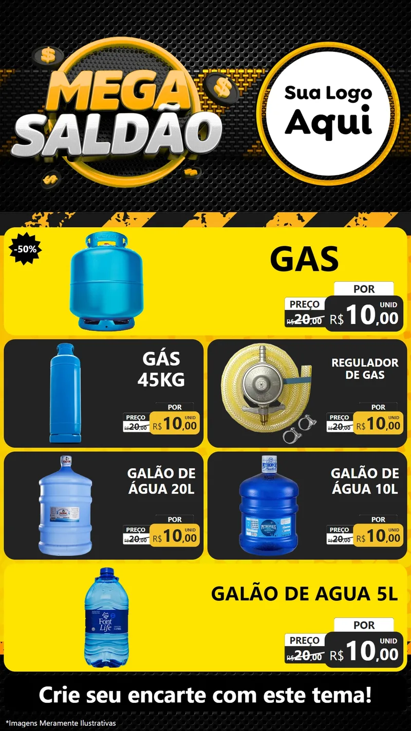 Modelo de TV para TV Vertical com o tema Mega Saldão para Água e gás