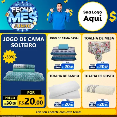 Modelo de Rede Social para Feed Facebook com o tema Operação Fecha Mês, Junho para Cama, Mesa e Banho