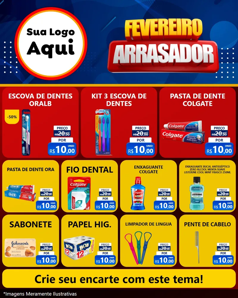 Modelo de Rede Social para Feed Instagram com o tema Fevereiro Arrasador para Higiene Pessoal