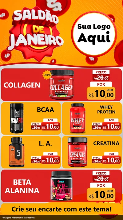 Modelo de TV para TV Vertical com o tema Saldão de Janeiro para Suplementos alimentares