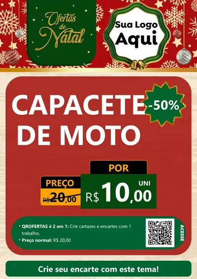 Modelo de Cartaz para Cartaz A4 Vertical com o tema Natal de Ofertas para Moto peças
