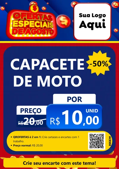 Modelo de Cartaz para Cartaz A4 Vertical com o tema Ofertas Especiais de Agosto para Moto peças