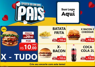 Modelo de Encarte para Encarte A4 Horizontal com o tema Oferta Do Dia Dos Pais para Hamburgueria