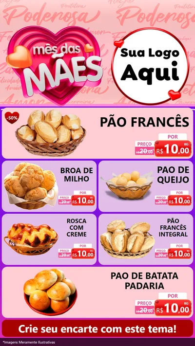 Modelo de TV para TV Vertical com o tema Mês Das Mães para Padaria