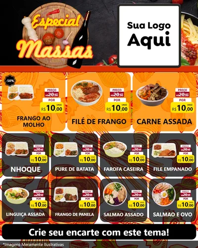 Modelo de Rede Social para Feed Instagram com o tema Especial Massas para Restaurante