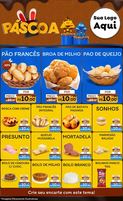 Modelo de Encarte para Encarte Grande com o tema Páscoa para Padaria