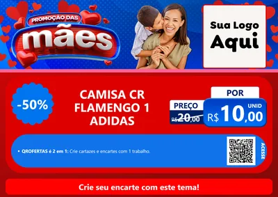 Modelo de Cartaz para Cartaz A4 Horizontal com o tema Promoção das Mães para Roupas e acessórios