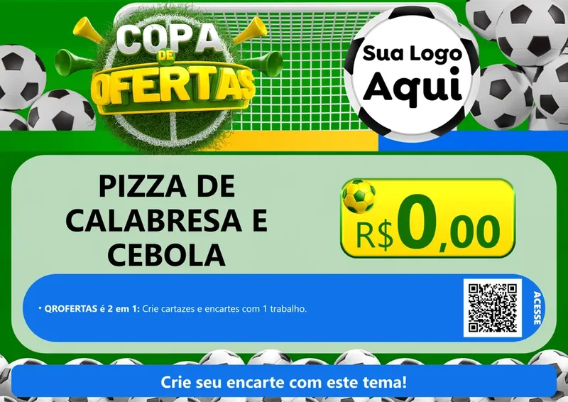 Modelo de Cartaz para Cartaz A4 Horizontal com o tema Copa De Ofertas para Pizzaria