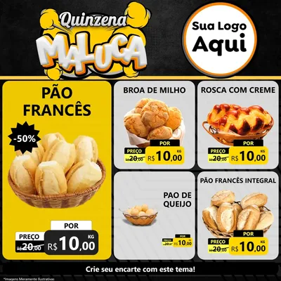 Modelo de Rede Social para Feed Facebook com o tema Quinzena Maluca para Padaria