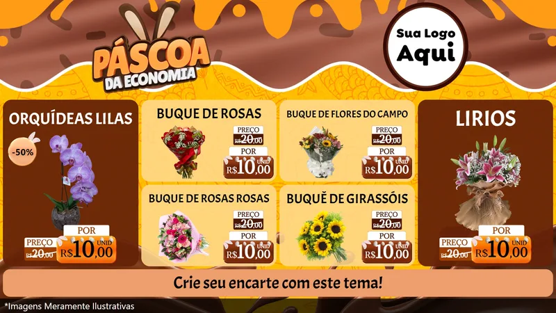 Modelo de TV para TV Horizontal com o tema Páscoa da Economia para Floricultura e jardim