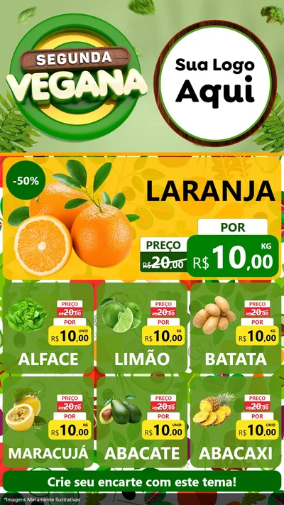 Modelo de Rede Social para Stories com o tema Segunda Vegana para Hortifrúti