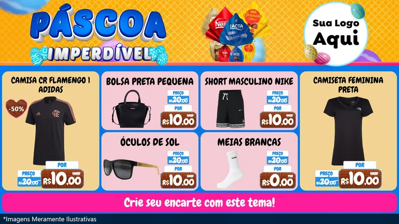 Modelo de TV para TV Horizontal com o tema Páscoa Imperdível para Roupas e acessórios