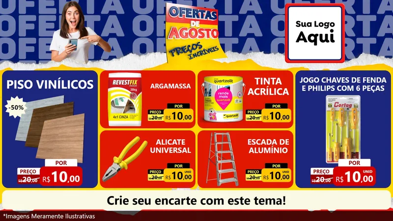 Modelo de TV para TV Horizontal com o tema Ofertas de Agosto - Preços Incríveis para Material para Construção