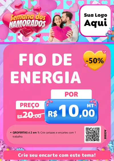 Modelo de Cartaz para Cartaz A4 Vertical com o tema Semana dos Namorados para Materiais Elétricos