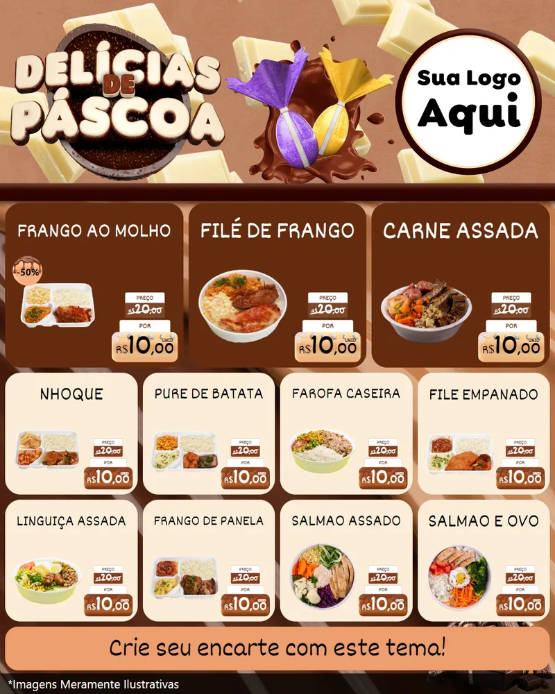 Modelo de Rede Social para Feed Instagram com o tema Delícias de Páscoa para Restaurante