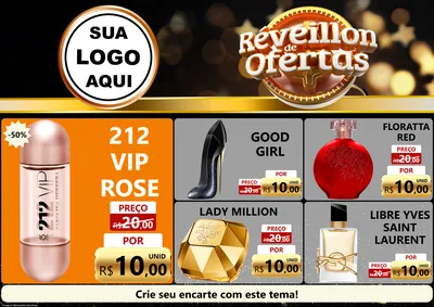 Modelo de Encarte para Encarte A4 Horizontal com o tema Réveillon de Ofertas para Perfumes