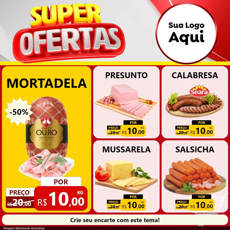 Modelo de Rede Social para Feed Facebook com o tema Super Ofertas para Frios e Laticínios