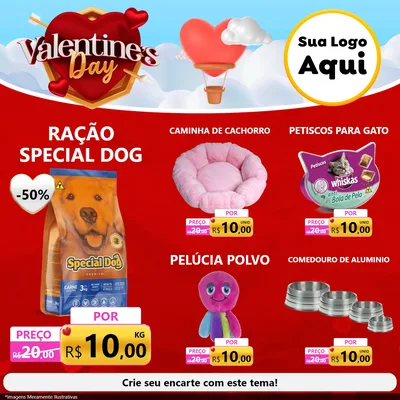 Modelo de Rede Social para Feed Facebook com o tema Valentine's Day para Pet Shop