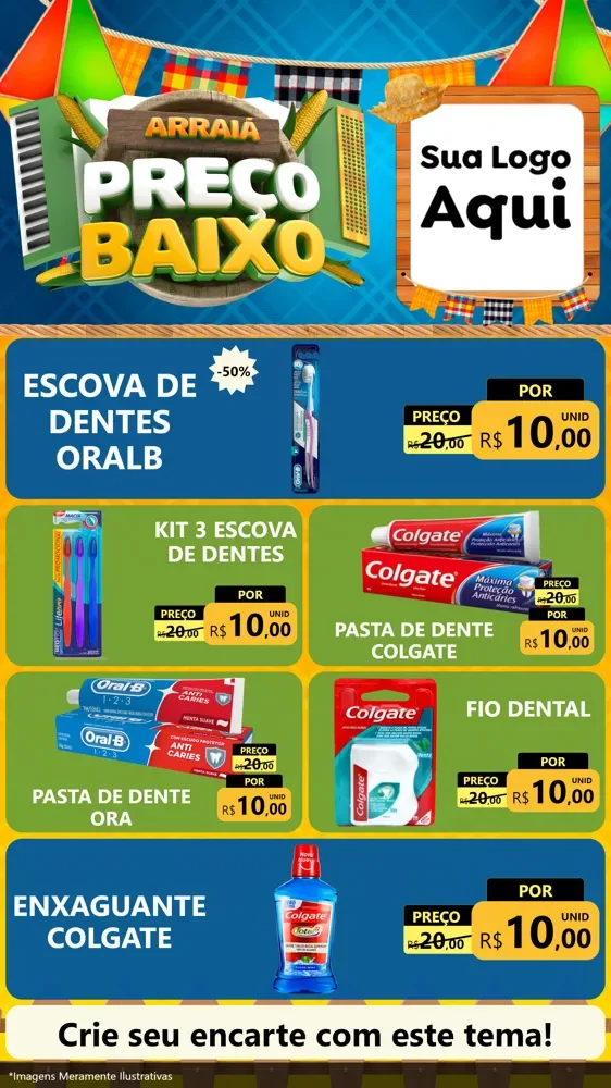 Modelo de TV para TV Vertical com o tema Arraiá de Preço Baixo - Junina para Higiene Pessoal