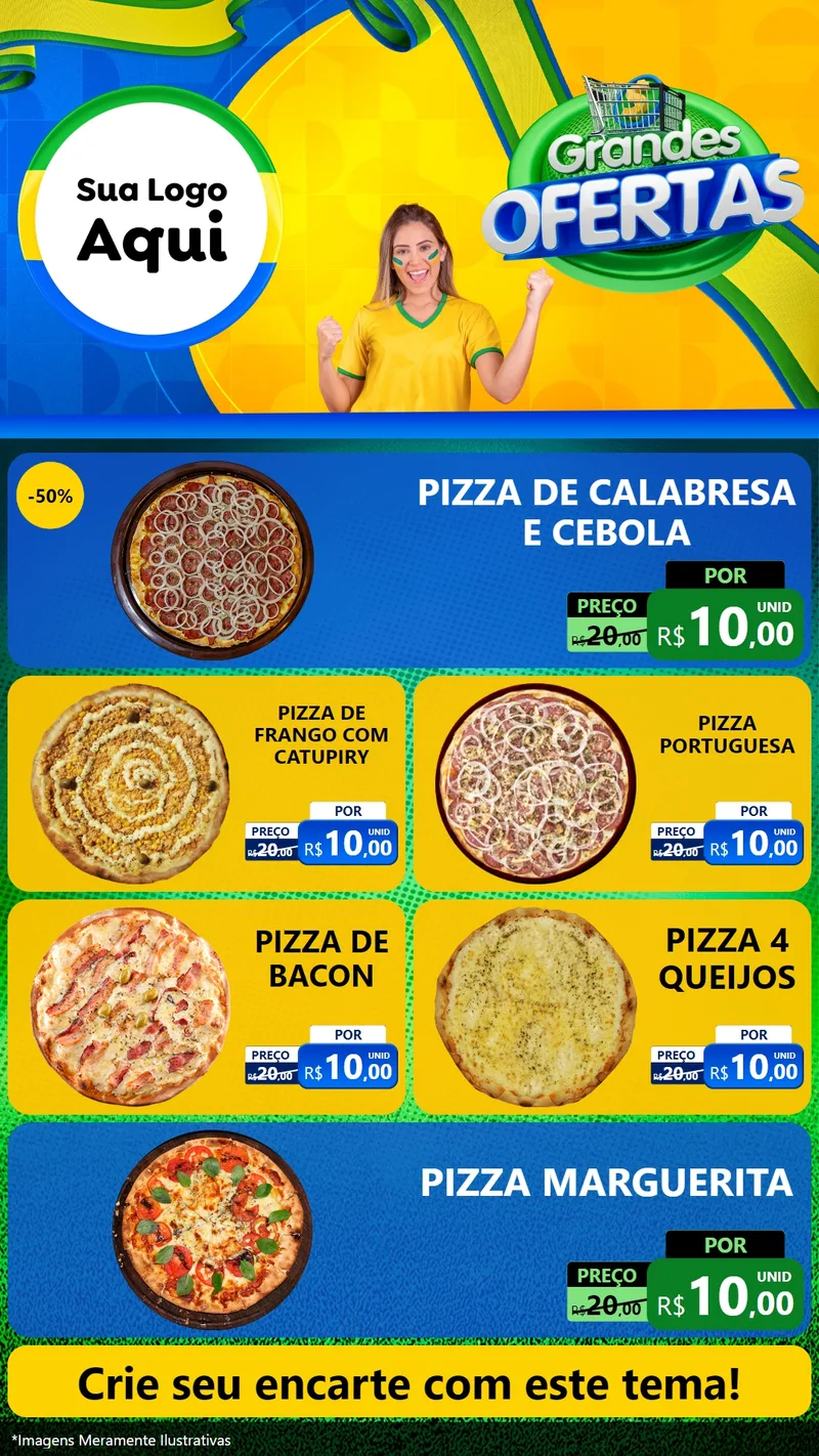 Modelo de TV para TV Vertical com o tema Grandes Ofertas para Pizzaria