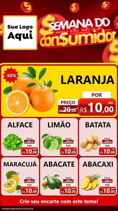 Modelo de Rede Social para Stories com o tema Semana do Consumidor para Hortifrúti