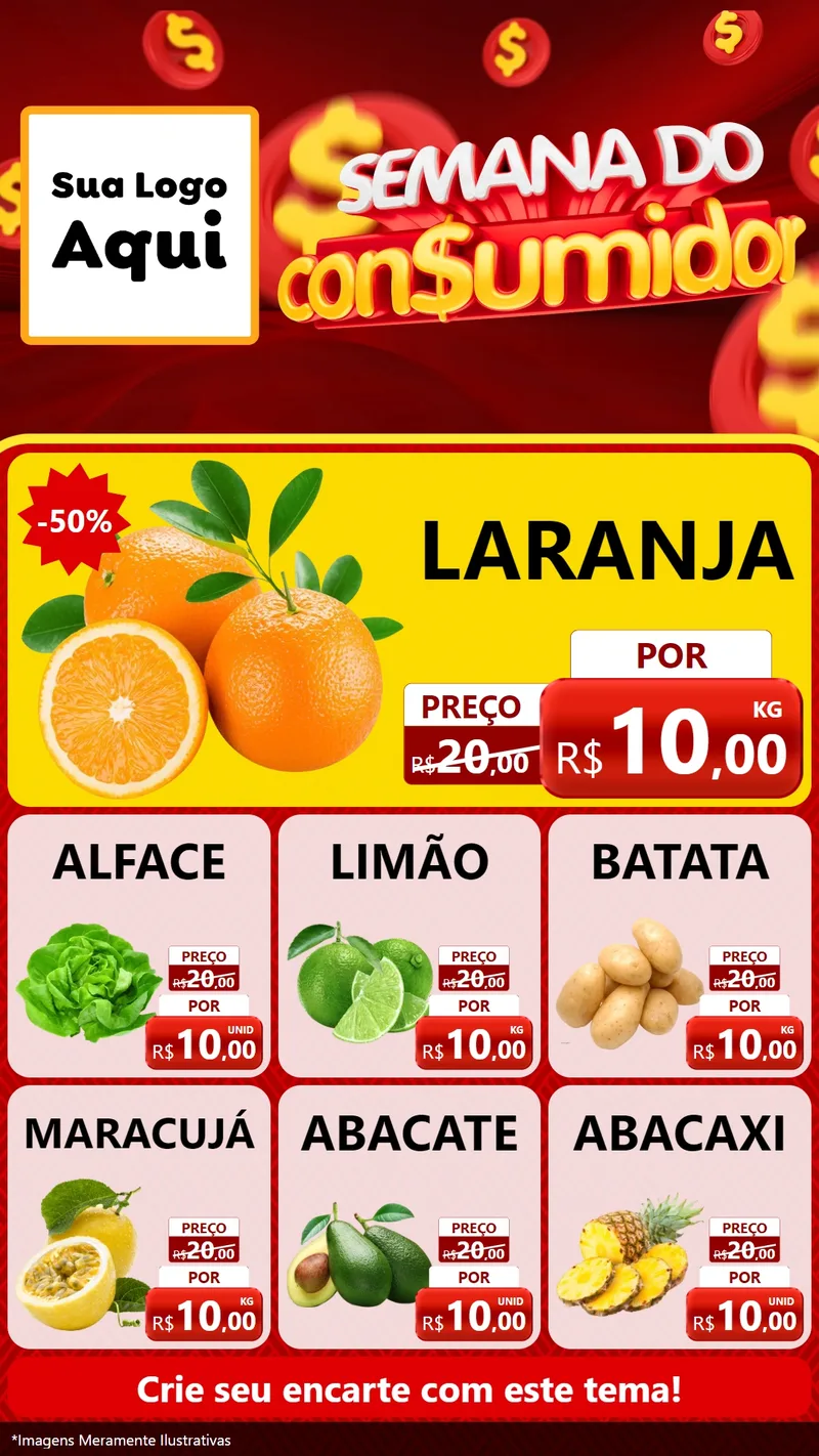 Modelo de Rede Social para Stories com o tema Semana do Consumidor para Hortifrúti