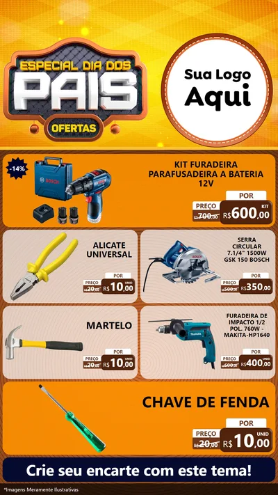 Modelo de TV para TV Vertical com o tema Especial Dia dos Pais para Maquinas e Ferramentas
