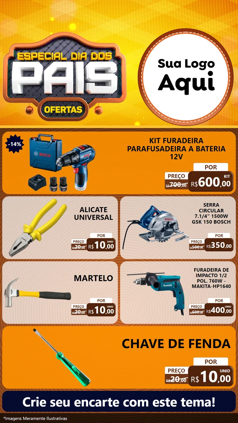 Modelo de TV para TV Vertical com o tema Especial Dia dos Pais para Maquinas e Ferramentas