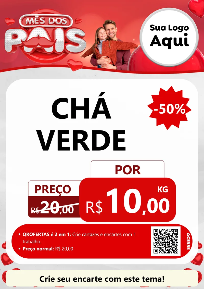 Modelo de Cartaz para Cartaz A4 Vertical com o tema Mês dos Pais para Produtos Naturais