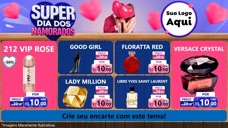 Modelo de TV para TV Horizontal com o tema Super Dia dos Namorados para Perfumes