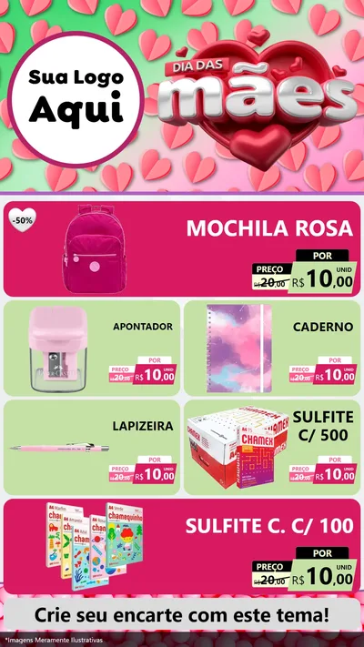 Modelo de TV para TV Vertical com o tema Dia das Mães para Papelaria