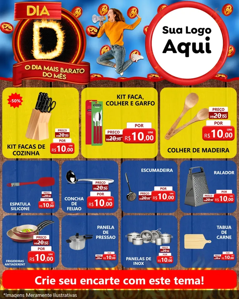 Modelo de Rede Social para Feed Instagram com o tema Dia D - O Dia Mais Barato Do Mês para Utilidades Domésticas