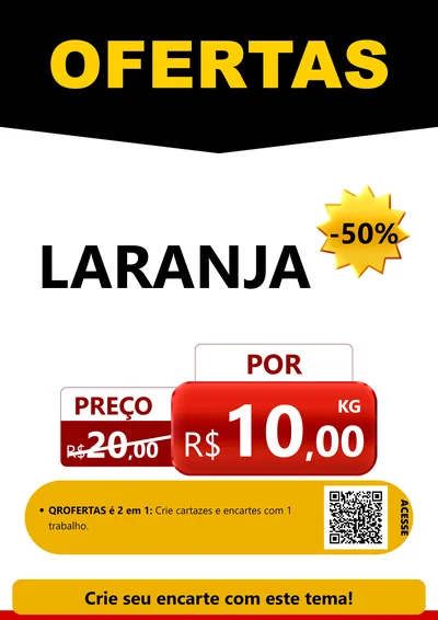 Modelo de Cartaz para Cartaz A4 Vertical com o tema Ofertas Preto e Vermelho Cartaz para Hortifrúti