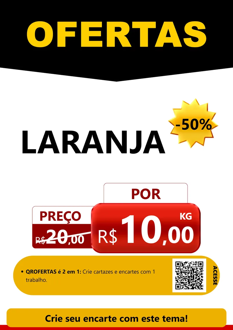 Modelo de Cartaz para Cartaz A4 Vertical com o tema Ofertas Preto e Vermelho Cartaz para Hortifrúti