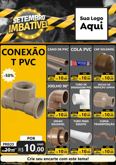 Modelo de Encarte para Encarte A4 Vertical com o tema Setembro Imbatível para Tubos e conexões