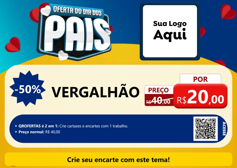 Modelo de Cartaz para Cartaz A4 Horizontal com o tema Oferta Do Dia Dos Pais para Ferragens