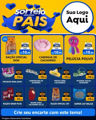 Modelo de Rede Social para Feed Instagram com o tema Sorteio Dia dos Pais para Pet Shop