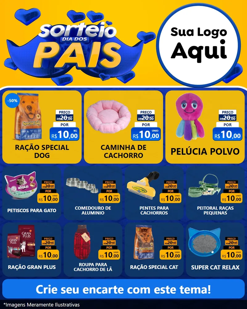Modelo de Rede Social para Feed Instagram com o tema Sorteio Dia dos Pais para Pet Shop