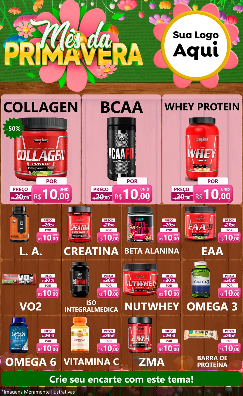 Modelo de Encarte para Encarte Grande com o tema Mês da Primavera para Suplementos alimentares