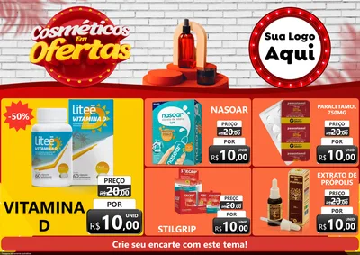 Modelo de Encarte para Encarte A4 Horizontal com o tema Cosméticos em Ofertas