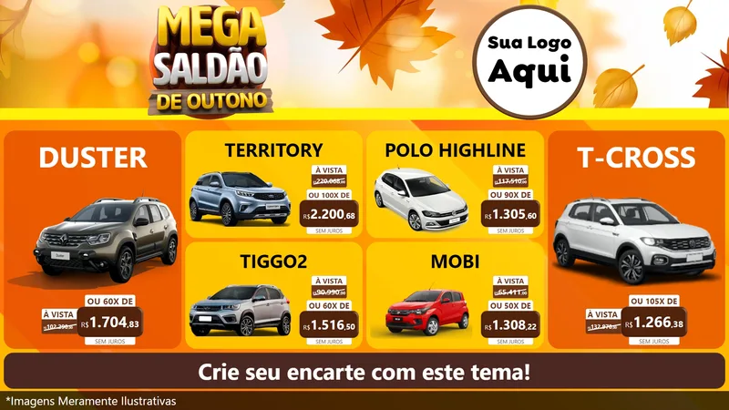 Modelo de TV para TV Horizontal com o tema Mega Saldão de Outono para Concessionaria de Carros