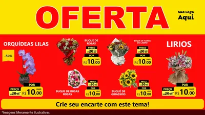 Modelo de TV para TV Horizontal com o tema OFERTA - Vermelho Cartaz para Floricultura e jardim