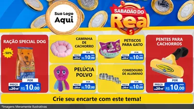 Modelo de TV para TV Horizontal com o tema Sabadão do Real para Pet Shop