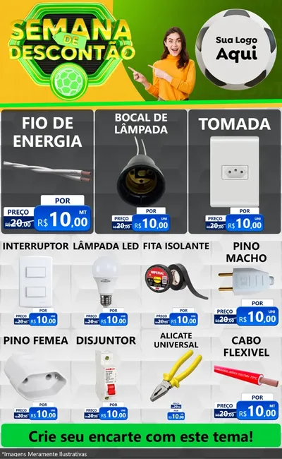 Modelo de Encarte para Encarte Grande com o tema Semana de Descontão - Copa para Materiais Elétricos